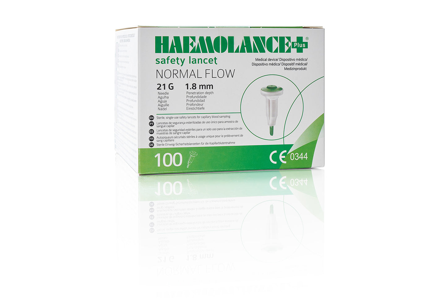 Haemolance Plus Normal Flow Sicherheits-Lanzetten 21G (0,30mm) x 1,8mm