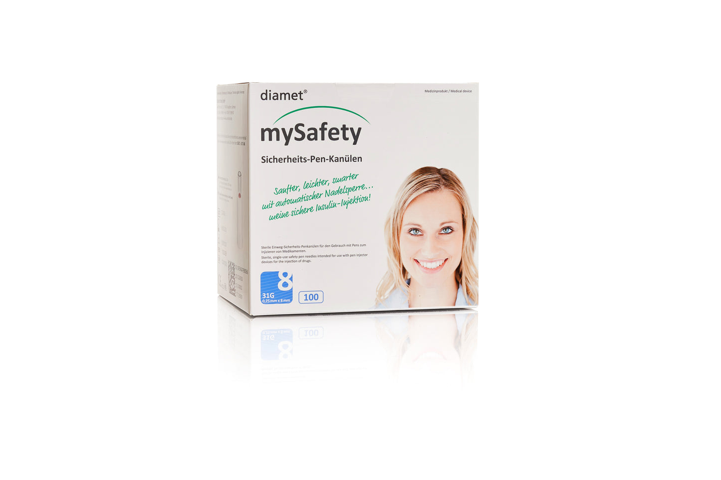 diamet mySafety Sicherheits-Pen-Kanülen 31G (0,25mm) x 8mm