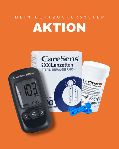 NEUJAHRSAKTION: CareSens N Eco Blutzuckermessgeräte PLUS Teststreifen und Lanzetten