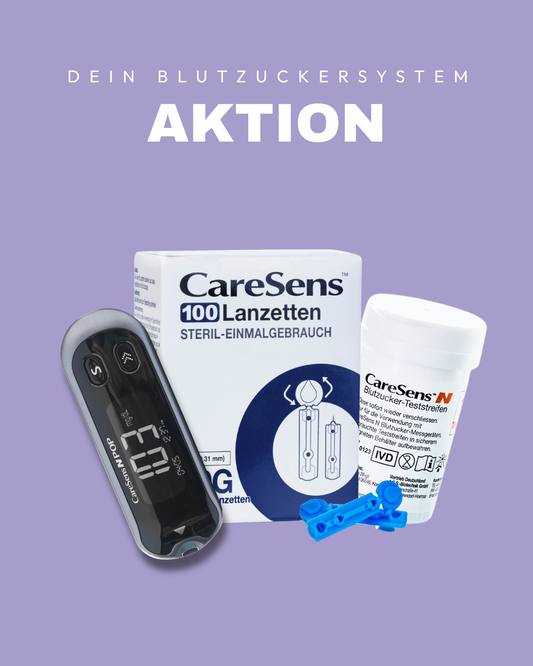 NEUJAHRSAKTION: CareSens N Pop Blutzuckermessgerät PLUS Teststreifen und Lanzetten