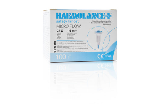 Haemolance Plus Micro Flow Sicherheits-Lanzetten 28G (0,36mm) x 1,6mm